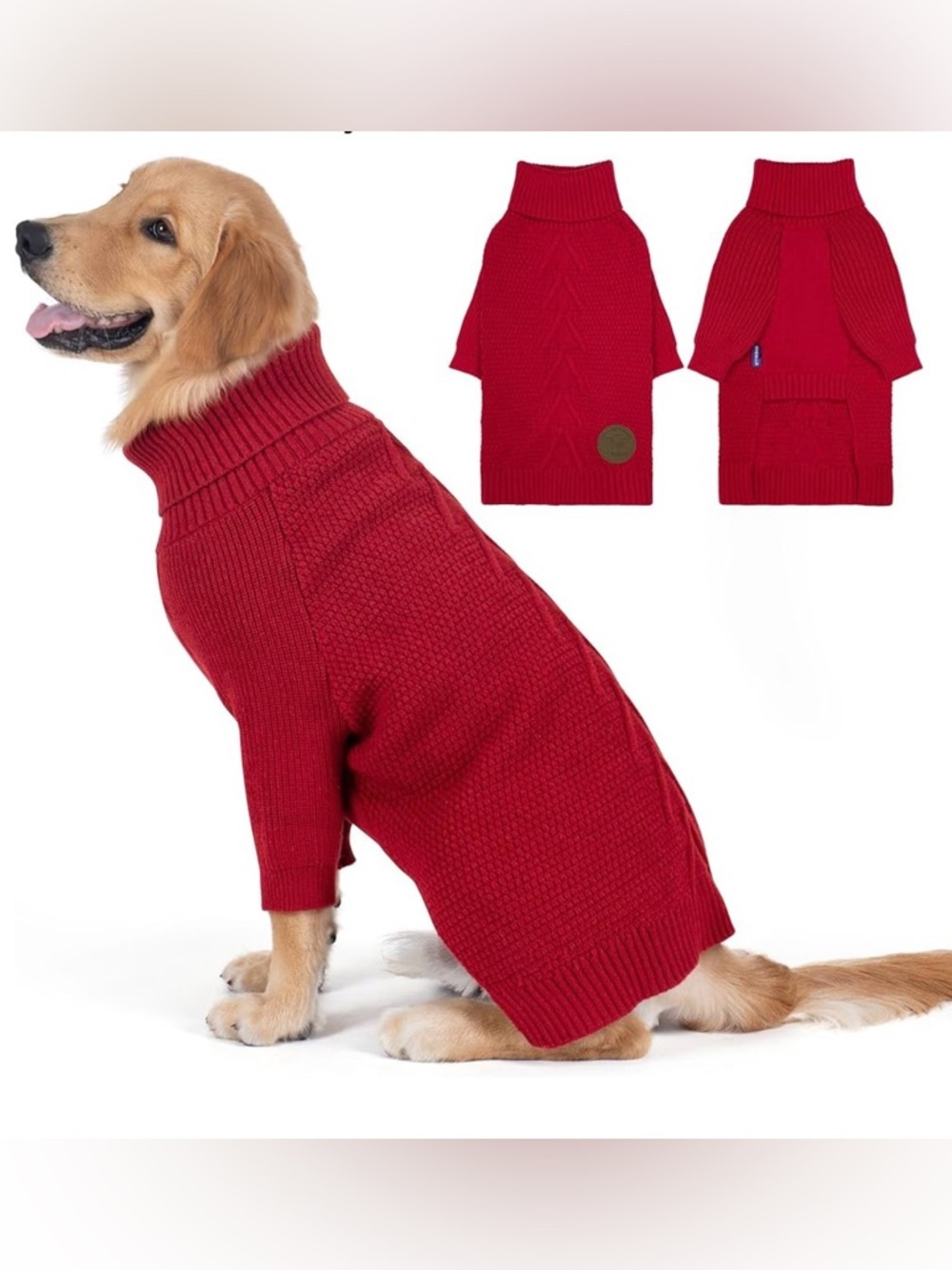 Cyeollo 3XL Red Dog Sweater Turtleneck Warm Knit Coat Large Dogs Winter Cozy NWT